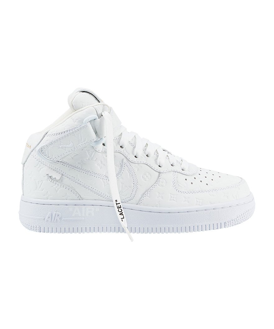 Louis Vuitton X Air Force 1 Mid Triple White,AIR FORCE 1,NIKE SHOES