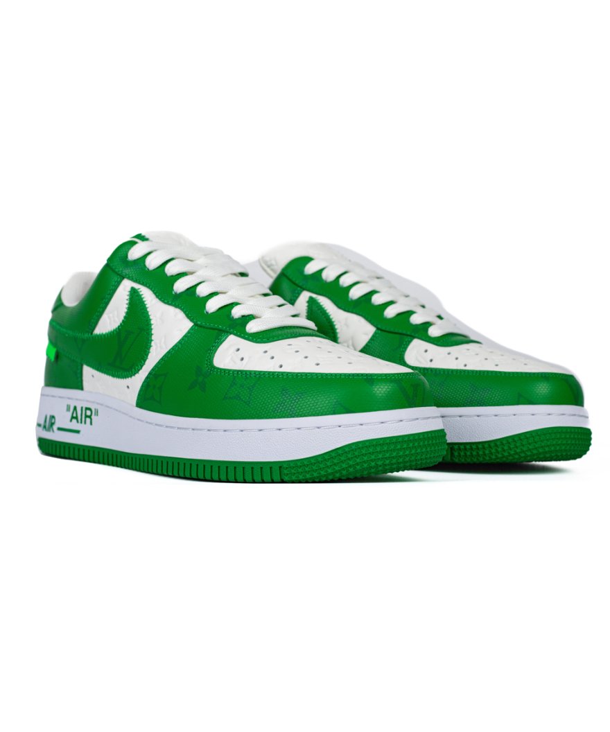 Louis Vuitton Nike Air Force 1 Virgil Abloh Green White,AIR FORCE 1,NIKE SHOES