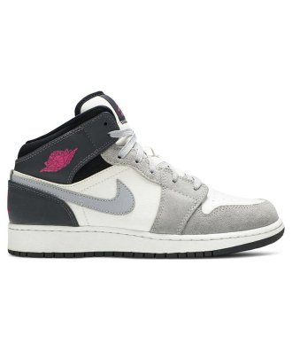 Air Jordan 1 Mid Gs White Grey Hyper Pink,Air Jordan 1 Mid,AIR JORDAN