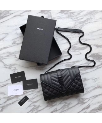 Saint Laurent Envelope Embossed Leather Bags Black 600195 21X13X6cm,Y.S.AINT Bags